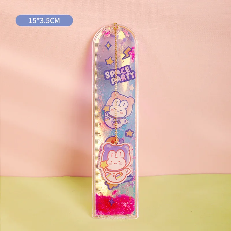 Cartoon Ruler with Cute Pendant Rabbit Rulers Student Stationery Kawaii Supplies