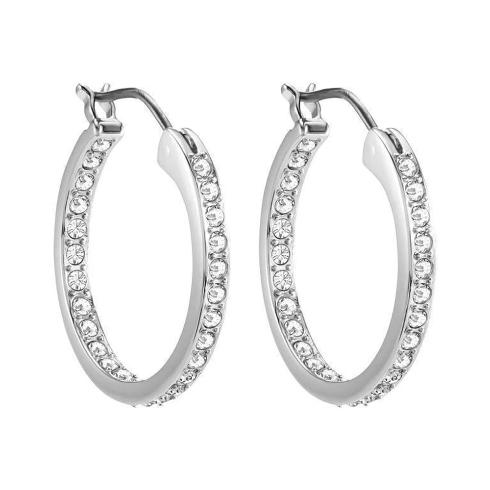 

Серебряные серьги-кольца с кристаллами для женщин