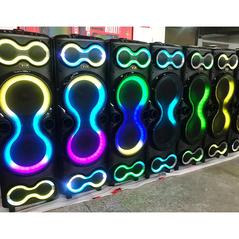 RGB LEDライト付きBluetoothラジカセ,ハイパワー,サブウーファー,バッテリー,リモコン,屋外マイク,12 "x 2, 100w