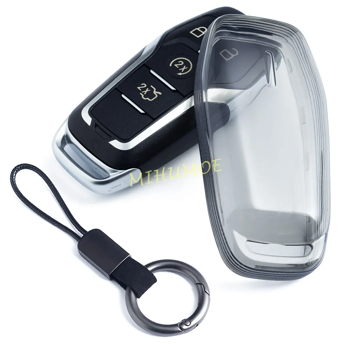 Black Transparent Smart Car Key Fob Case Cover Keychain For Ford Fusion Explorer Edge F150 Mustang Mondeo Lincoln MKZ MKC MKX