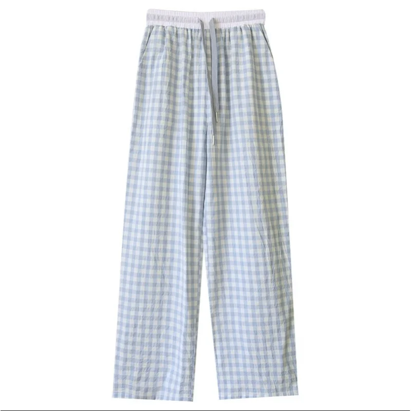 

Spring Autumn Women 100% Cotton Sleeping Bottoms Plus Size Nightwear Trousers Sleepwear Pants Feale Casual Plaid Home Pants