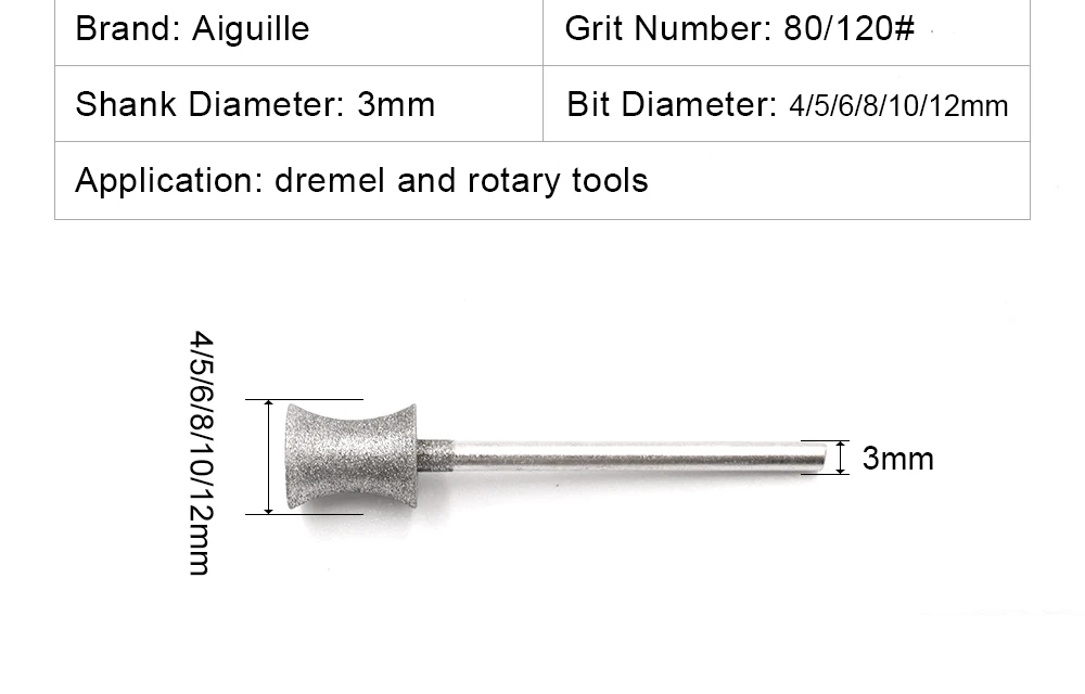 Diamant-Schleifstift 3mm Schaft 80 # Schleifkorn für Hartmetall- und Wolframkarbid-Werkzeugmeißel – Detail 3