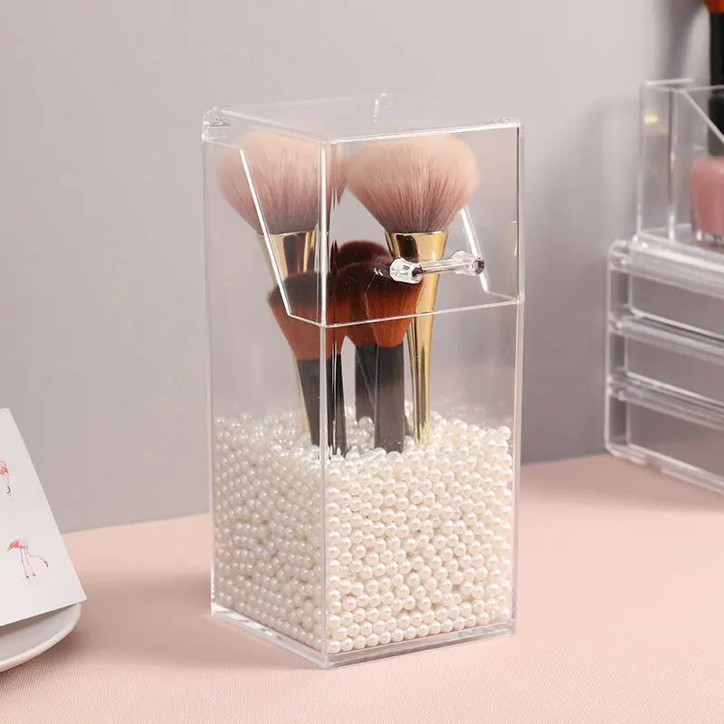 1PC Four-sided Makeup Brush Bucket Beauty Brush Storage Box Dustproof Pen Holder Makeup Brush Storage Box