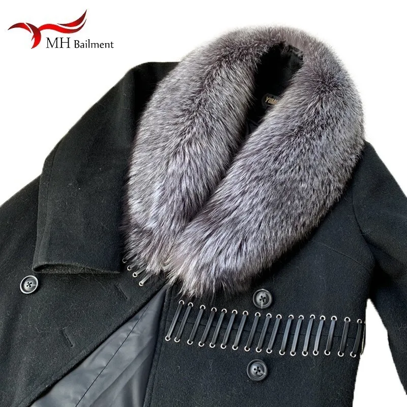 Winter female 100% Silver Fox Fur Collar Full Leather Red Fox Scarf Shawl Real Plush Coat Leather Jacket Fur Collar Scarf women