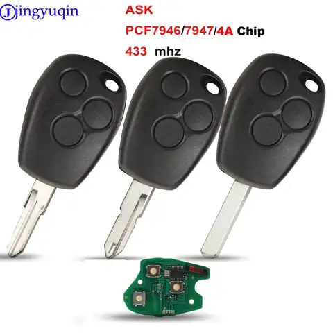 Jingyuqin kunci jarak jauh PCF7946/pcf7947/4A Chip 434MHz untuk Renault traic Vivaro Primastar Movano kontrol pengganti tanpa kunci
