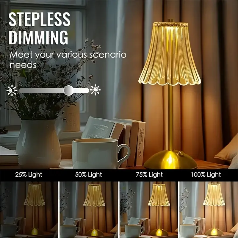 Moderne Retro LED Kristall Schreibtischlampe Dekorative Kunst Stil Kristall Atmosphäre Lampe Touch Einstellbare Dimmen Schlafzimmer Dekoration