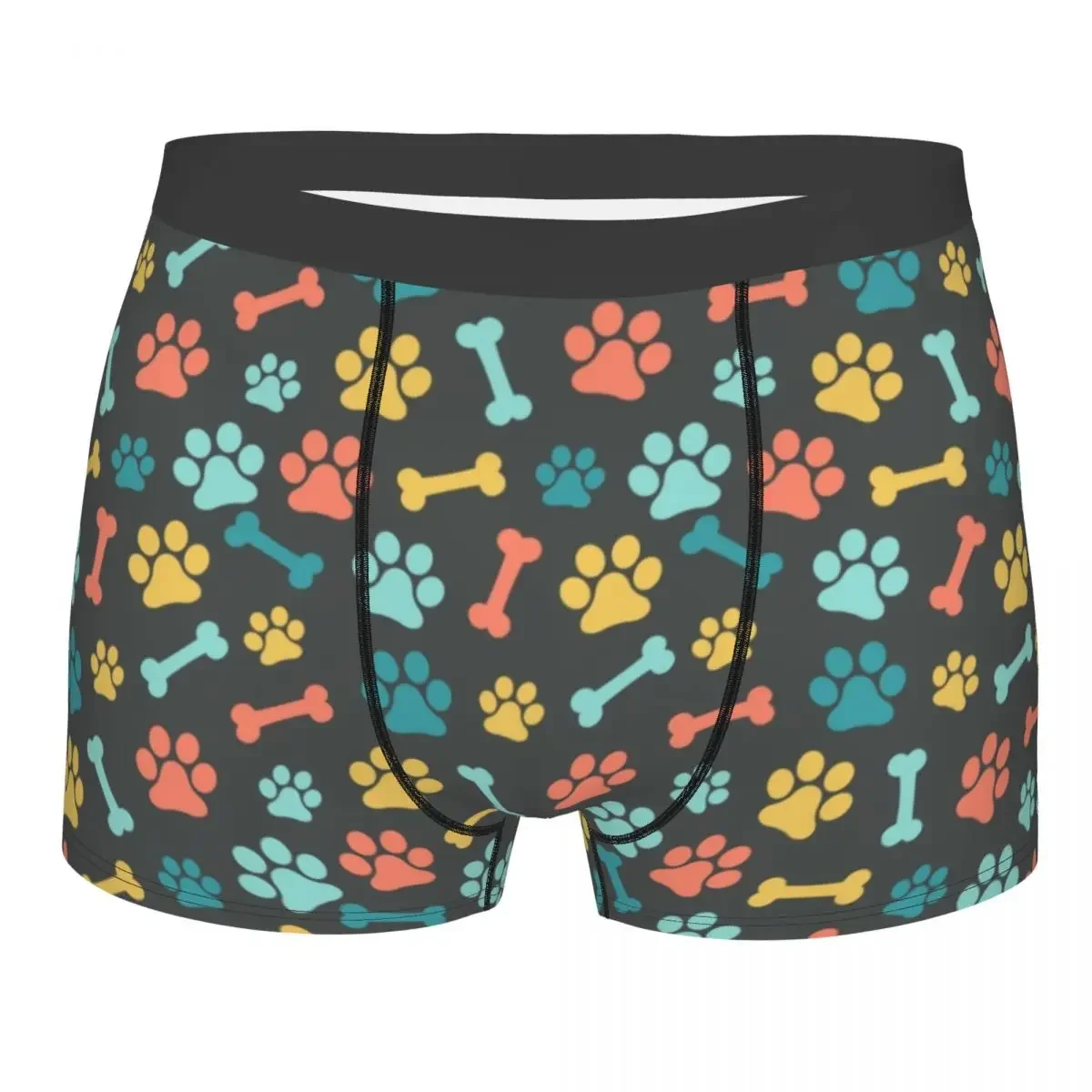 Custom Pet Puppy Paws And Bones Pattern Underwear Men Breathable Dog Boxer Briefs Shorts Panties Soft Underpants For Homme