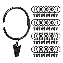 12 Pack Curtain Rings With Clips Openable Drapery Metal Clip Rustproof Metal Hangers Ring For Windows Rods Decorative Drapery Vi