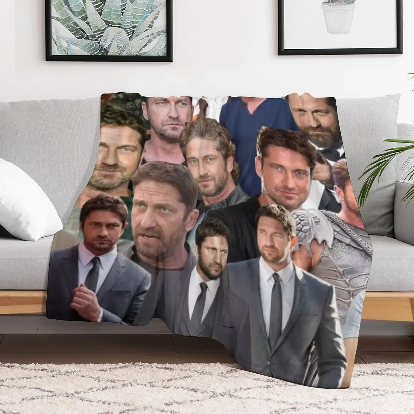gerard butler photo collage Throw Blanket valentine gift ideas Plaid on the sofa Cute Designers Blankets
