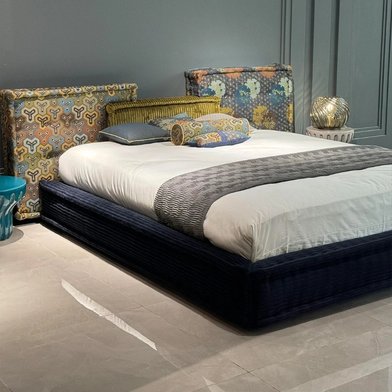 Mahjong bed Italian minimalist 1.8 meters 1.5 Internet celebrity master bedroom double Rochburg fabric bed