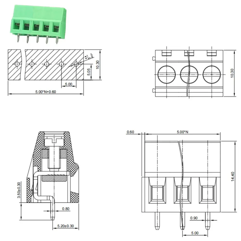 25/50PCS 5.0mm Spacing Modular Multi Pin Screw PCB Terminal Strip DG KF128 2/3/4/5/14 Position Board Plug