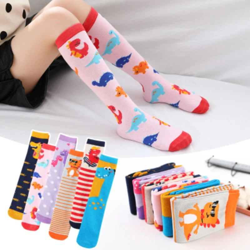 Cotton Cartoon Socks Children Baby Fox With Bear Knee Highs Long Cute Infantil Kids Girls kniekousen 3-12 Years Old