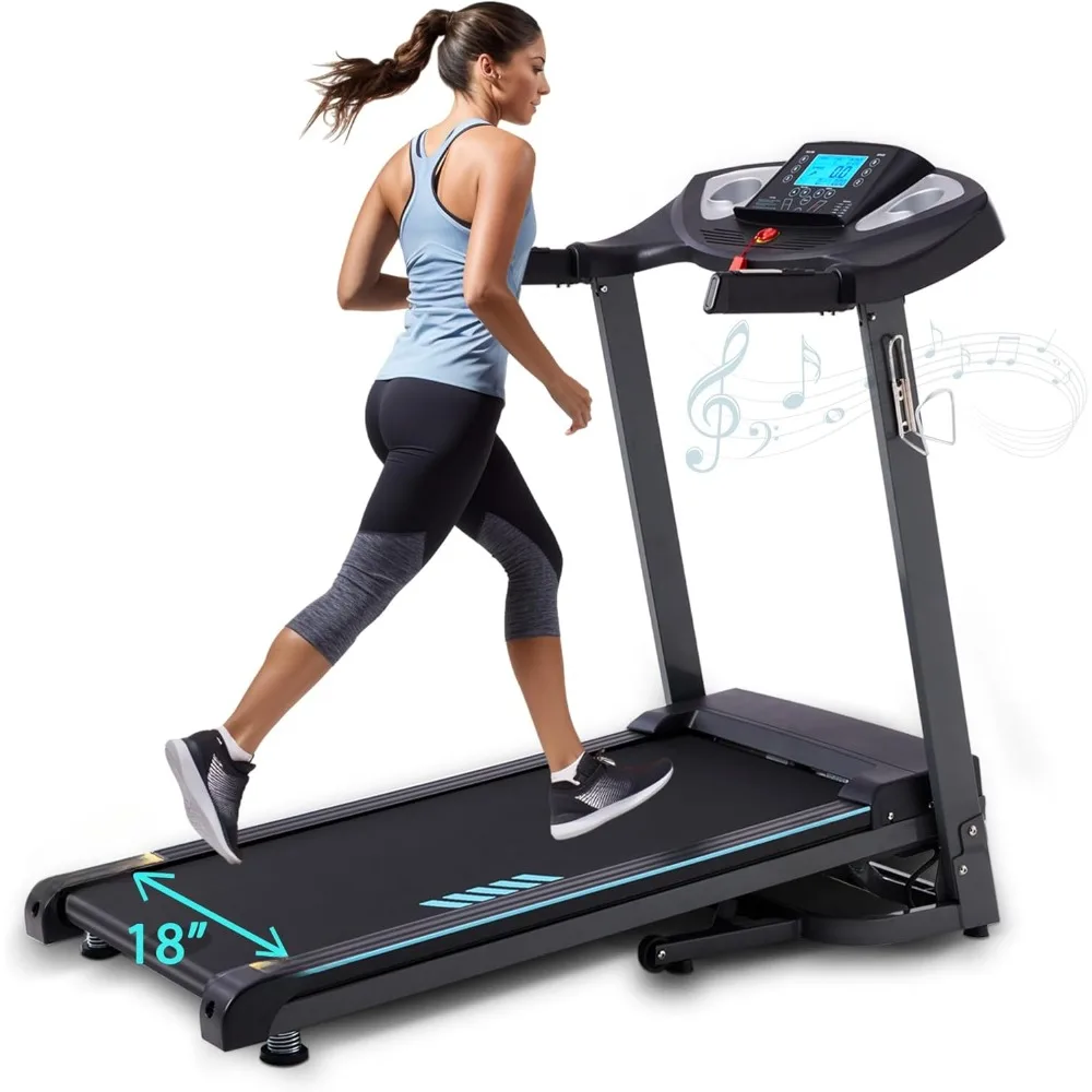 

300lbs Running Treadmills for Home with 18" Wide Belt, 0.5-10 MPH Speed, APP, Folding 15% Auto Incline Treadmill Machine