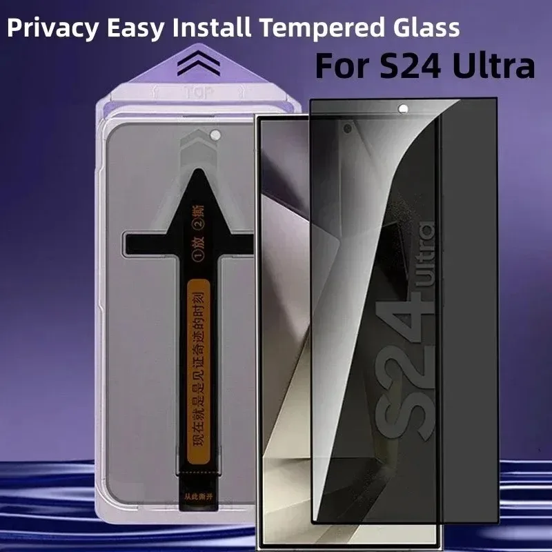 2 pçs fácil instalar vidro temperado para samsung galaxy s24 s23 s22 s21 ultra plus privacidade capa completa protetor de tela curvada