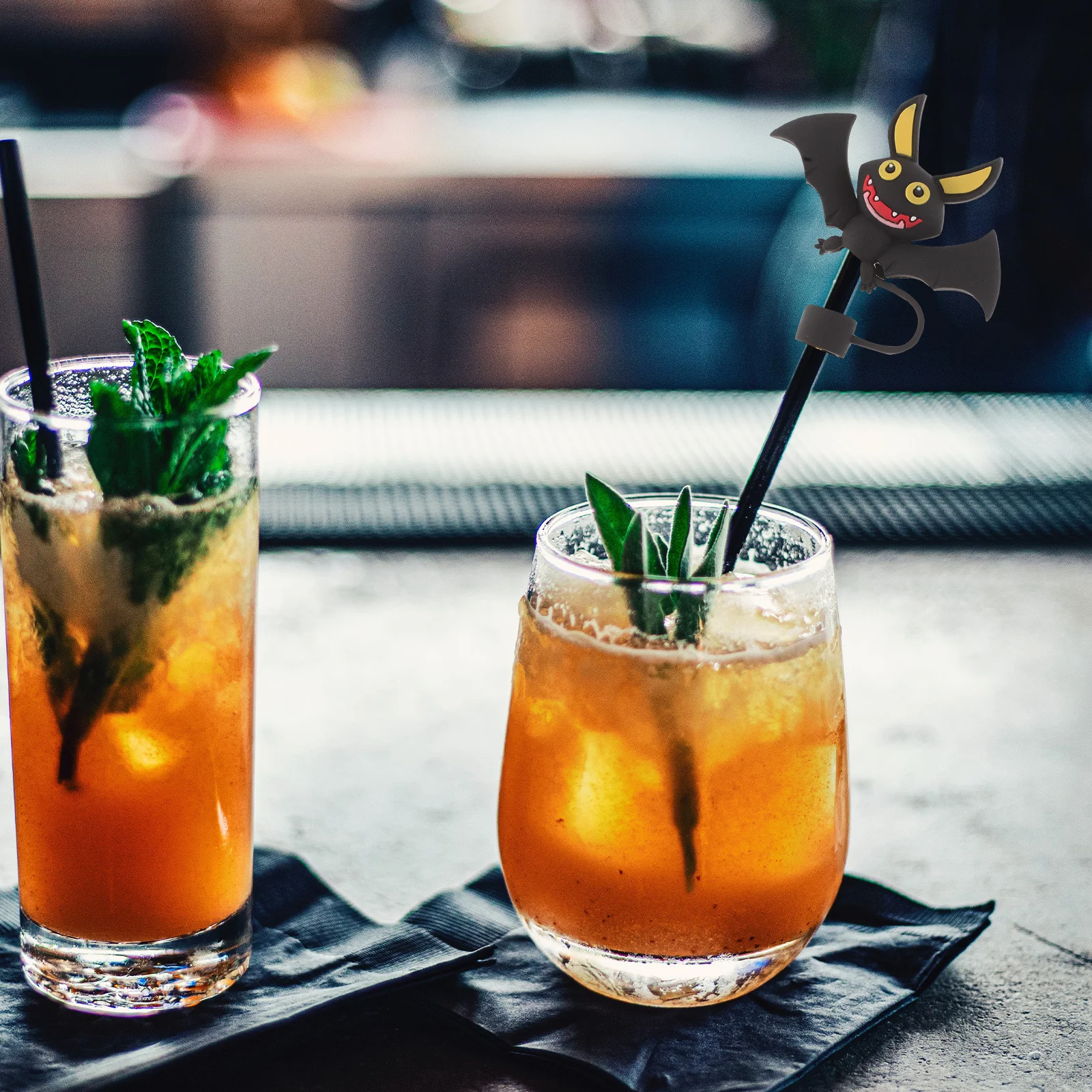 

7Pcs Halloween Straw Covers Pumpkin Ghost Skull Tumbler Decoration Dustproof Party Accessory Straw Toppers Water Cup Dust Cover