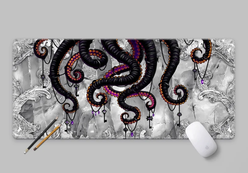 

Gothic Dark Style Octopus Mouse Pad Extra Large Thick Waterproof and Stain Resistant Natural Rubber Laptop Office Anime Table