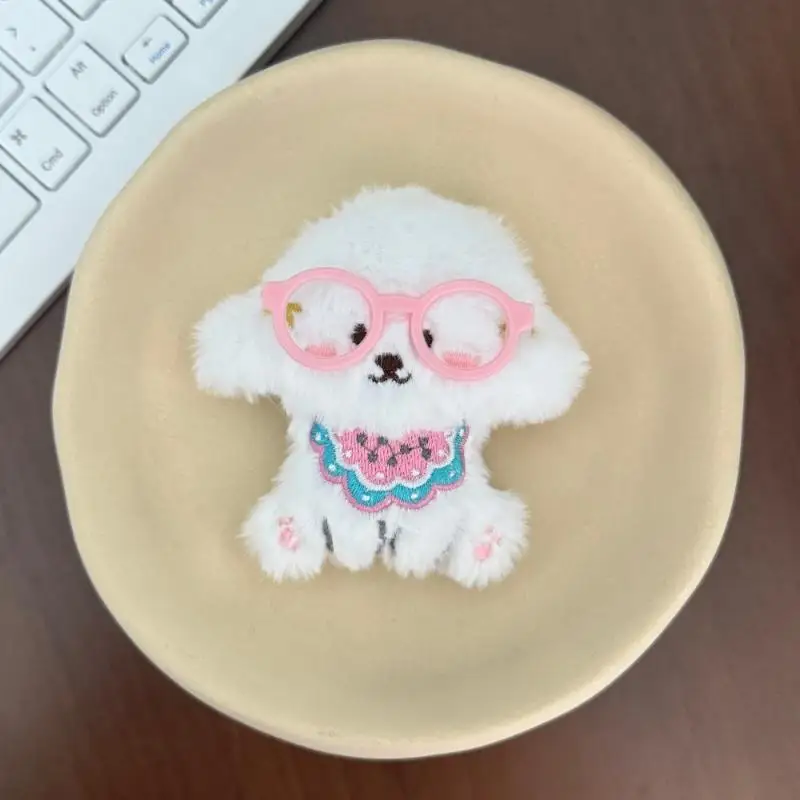 XM1pc peluche poupée jouets breloques accessoires cadeaux dessin animé lunettes chapeau chien en peluche porte-clés Kawaii chiot sac à dos pendentif porte-clés