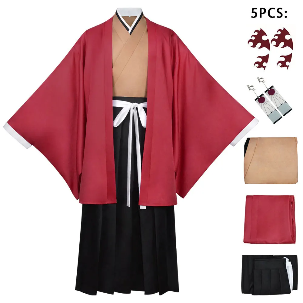 

Anime Tsugikuni Yoriichi Cosplay Costume Red Full Set Japanese Leisure Novelty Accessories Costumes Halloween Carnival Suit