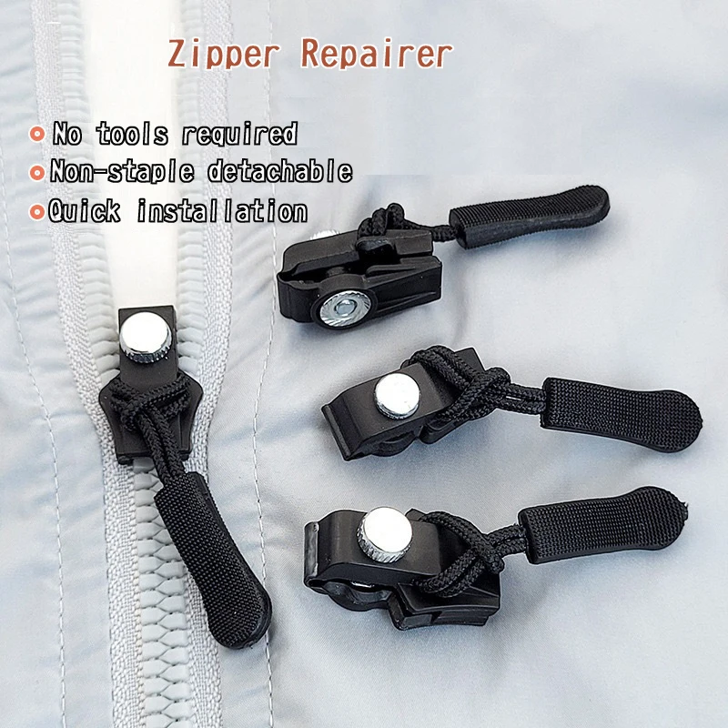 1/2/6/12pcs DIY Universal Zipper Repair Instant Replacement Sliding Teeth Rescue  Zipper Pull for Clothing Suitcase Backpack