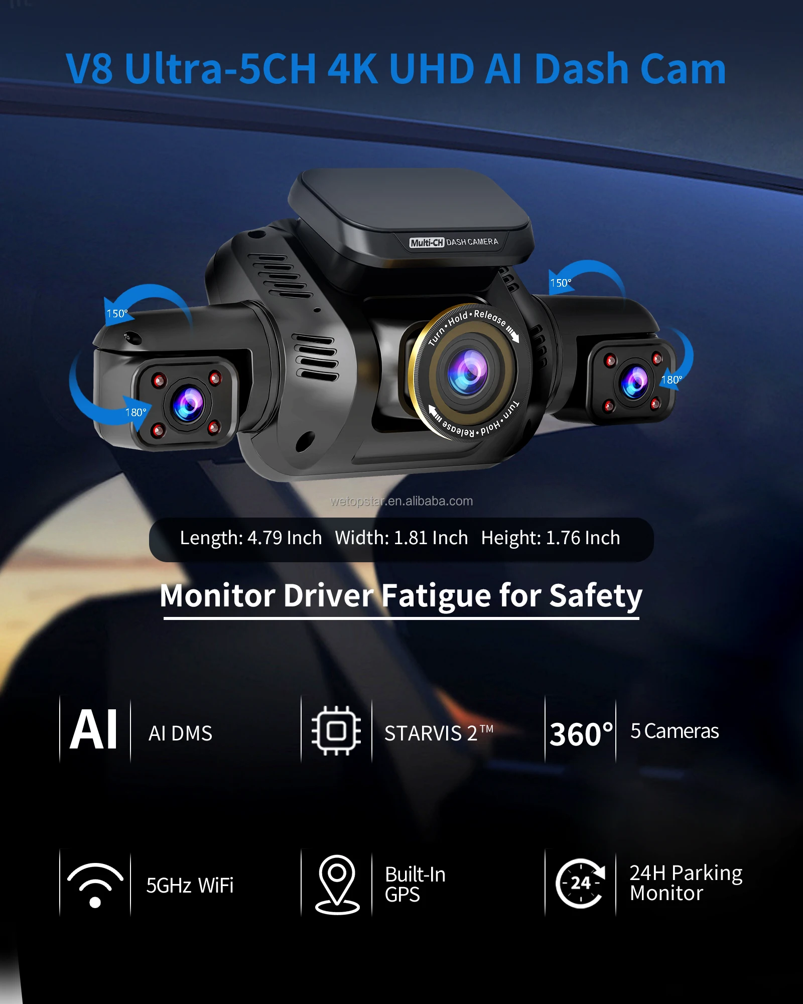 5-канальный видеорегистратор д – обзор и цена Dash Cam Front And Rear 4K
