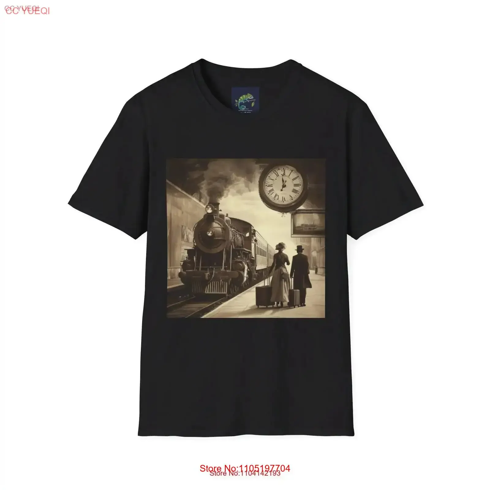 تي شيرت محطة القطار العتيقة 1930s مشهد قاطرة البخار ريترو سيبيا منغم تصميم ملابس الحنين فريدة من نوعها لمحبي التاريخ