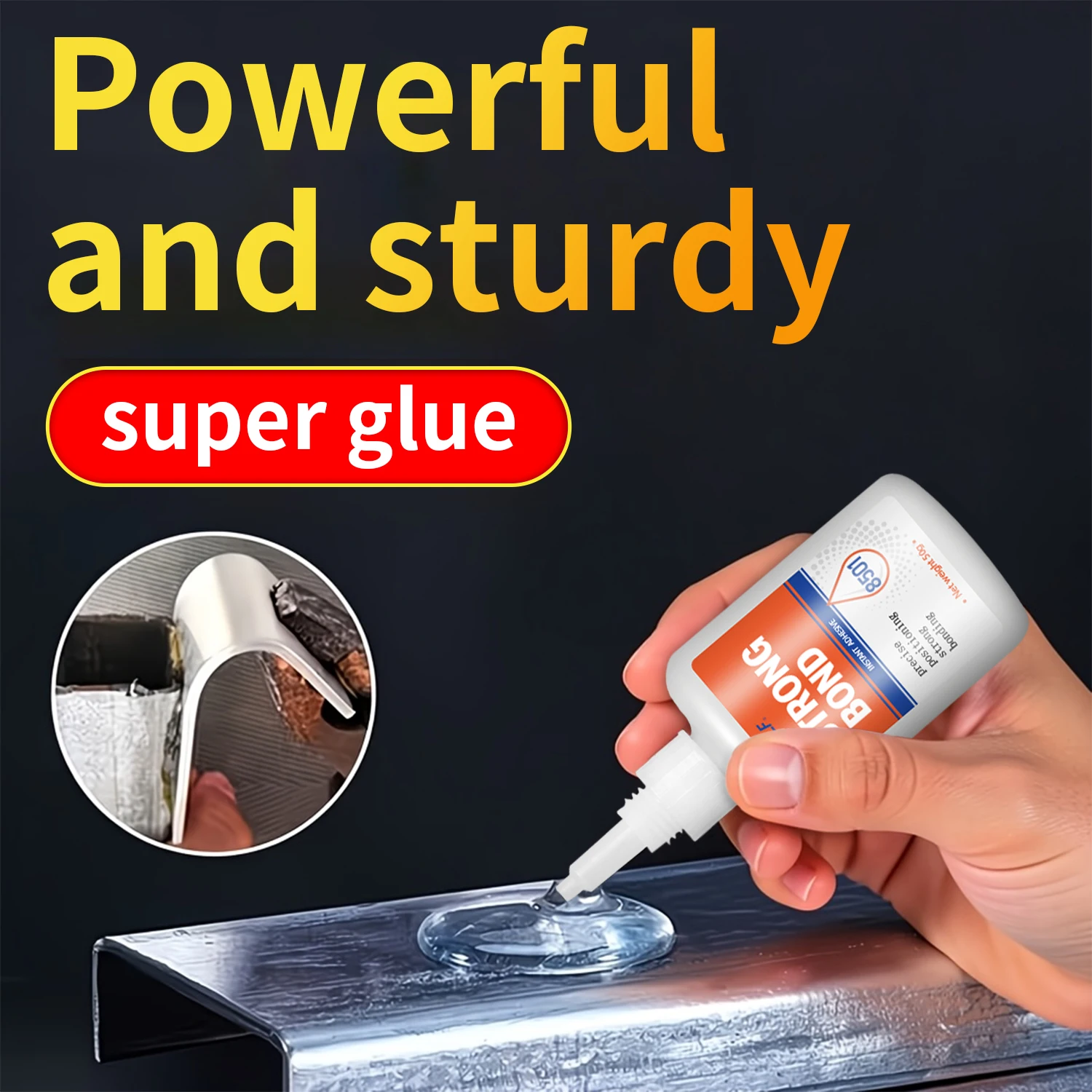 Superschnell trocknender Klebstoff 50g Transparent Wasserfest und Hitzebeständig für Kunststoff Holz Metall Glas Leder und DIY-Projekte