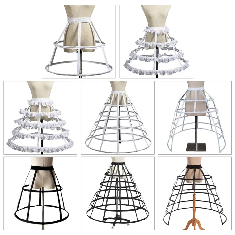 Crinoline Underskirt Petticoat Cage 2/3/4/5 Hoops for Women Girls Bridal Dress Vintage Ball Gown Short Long Hoop Skirt