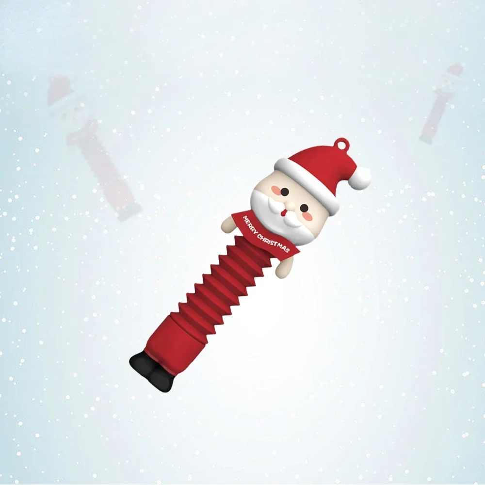 Christmas Decompression Telescopic Pop Tubes Fidget Toys Sensory Toy Swing Cool Light Lifelike Shape for Stress Anxiety Relief