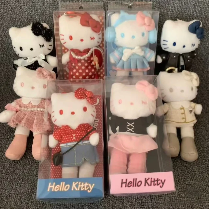 พวงกุญแจตุ๊กตาซานริโอ้ ฮีลโลคิตตี้ ขาเรียวยาว ตุ๊กตาผ้าพลัฌ อนิเมะ คิตตี้ ของตกแต่งกระเป๋า สไตล์สาวฮอต จี้ห้อยกระเป๋าขนฟู