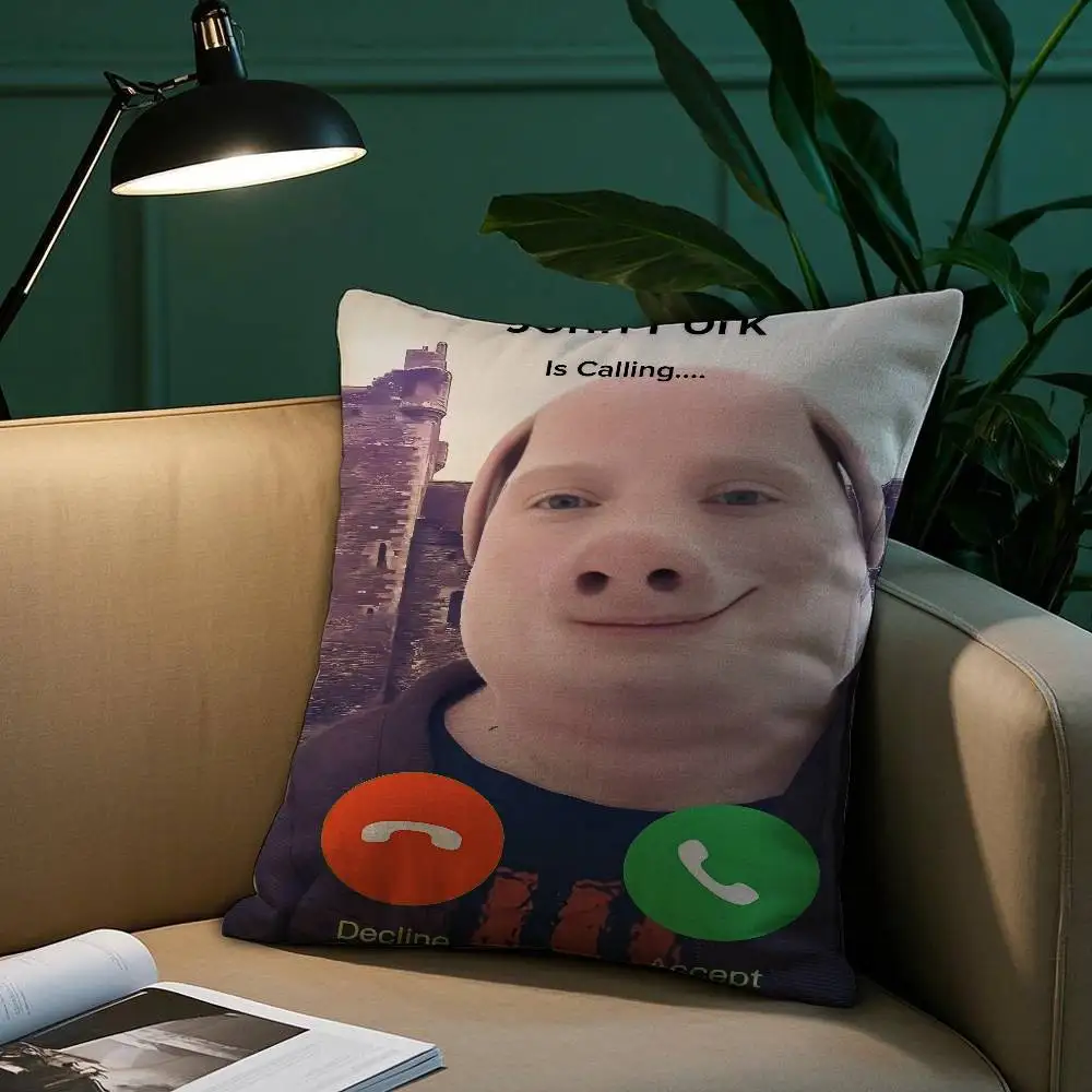 John Pork Is Calling Pillow Case Short Plush Print Cushion Cover Square Throw Pillow Covers Sofa Home Decor