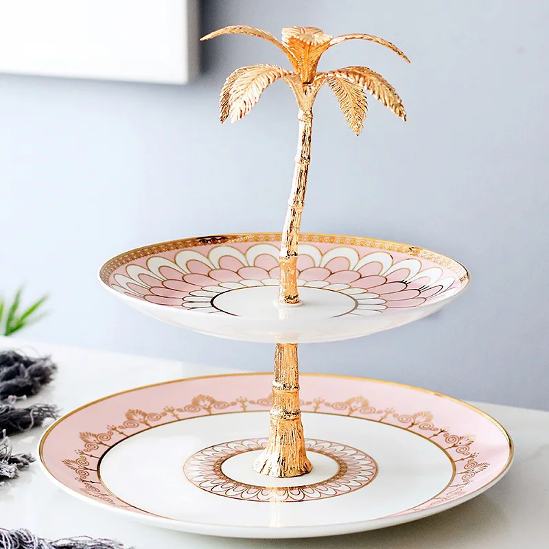 

Nordic ins double-layer fruit plate, living room cake rack, household candy dried fruit snack tray