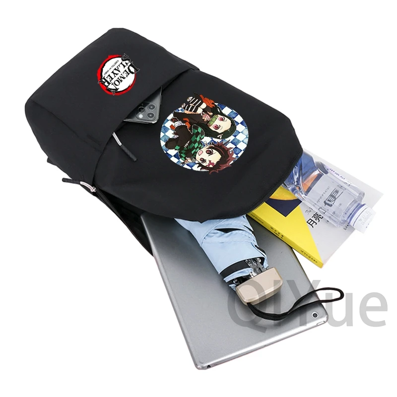 2Pc 애니메이션 미니 가방 세트 악마 슬레이어 배낭 소년 소녀 학교 학생 배낭 남자 배낭 750Ml 야외 스포츠 물병