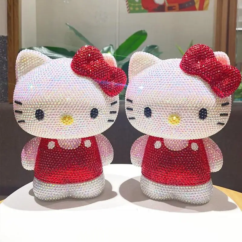 

Sanrio Hello Kitty Handmade Diy Diamond Sticker Piggy Bank Anime Figure Manual Paste Drill Doll Ornament Expensive Birthday Gift