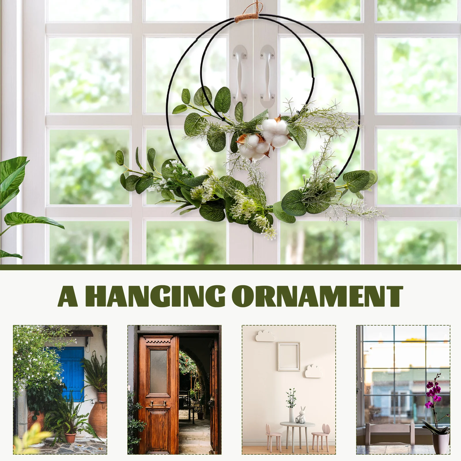 

Flower Wreath Hanging Wall Pendant Wreath Faux Pendant Decor Home Faux Leaf Garden Party Decor