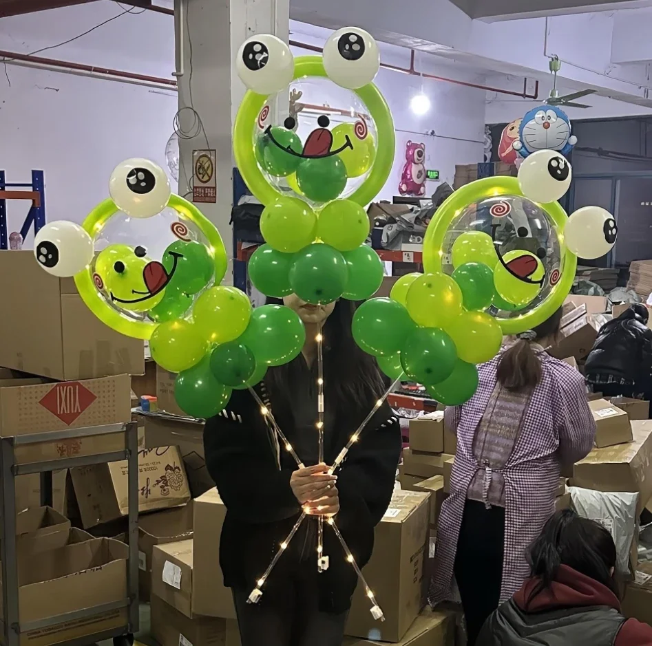 wholesale Night market stalls Net celebrity Cartoon children LED Bobo balloon transparent light with sticks