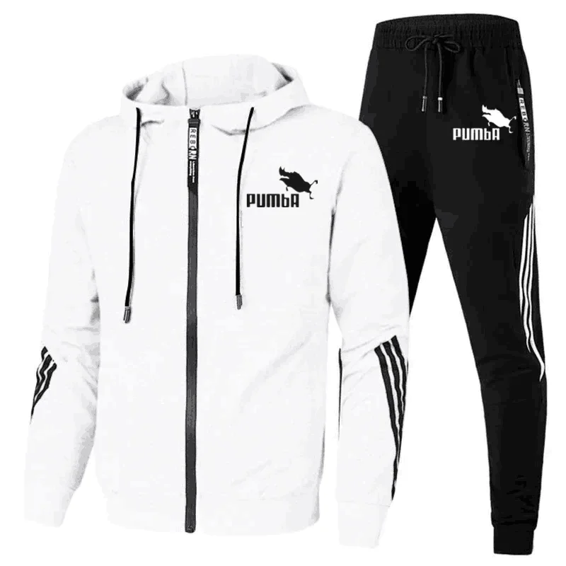 

2024 Men's spring and autumn zipper hoodie + trousers 2-piece leisure fitness breathable fashion high quality jogging suit
