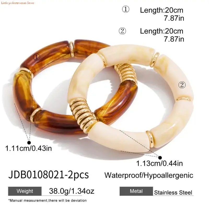 F92D Bamboos Texture Bracelets Resin Alloy Construction Versatile Day to Night Jewelry