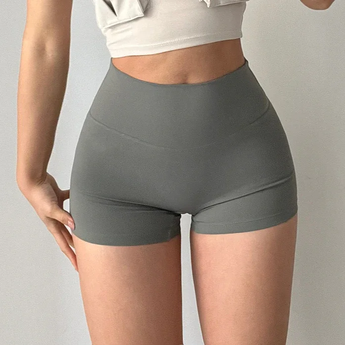 

Fitness shorts three-point pants women's high waist peach nude running sports shorts quick-drying anti-light yoga pants