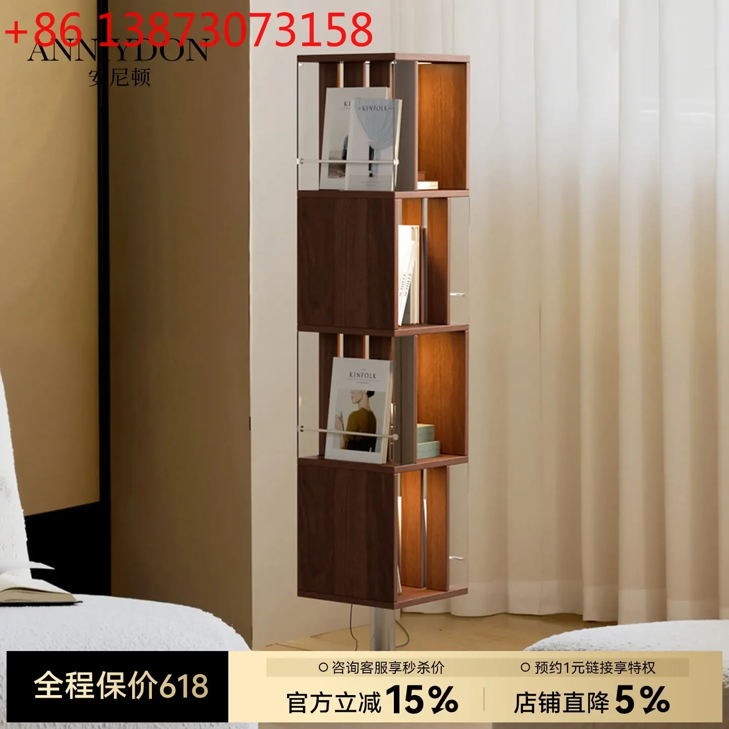 Medieval style rotating household corner integrated wall living room floor display cabinet