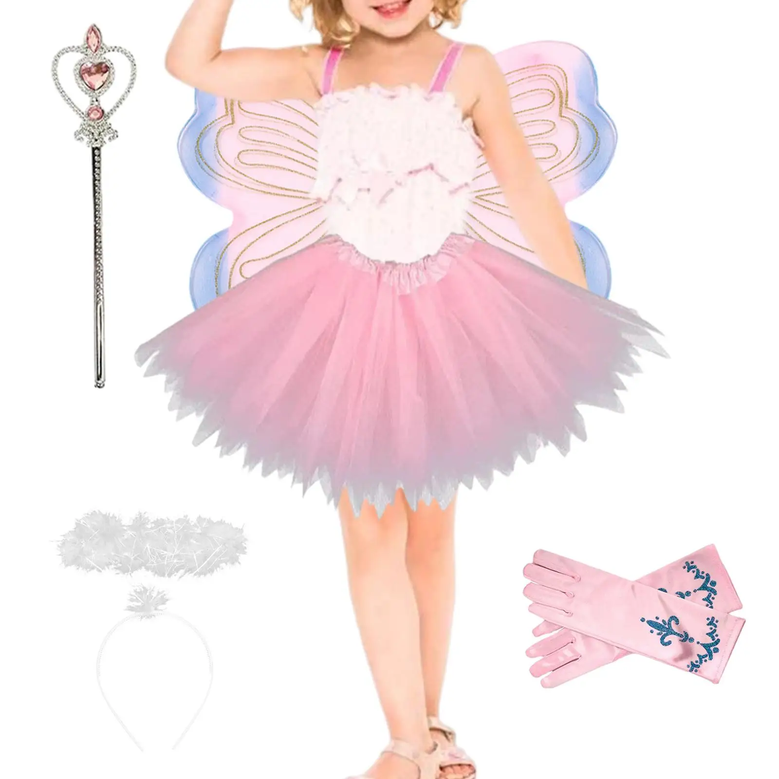 5 Pieces Girls Fairy Costume Fairy Princess Costume for Masquerade Role Play