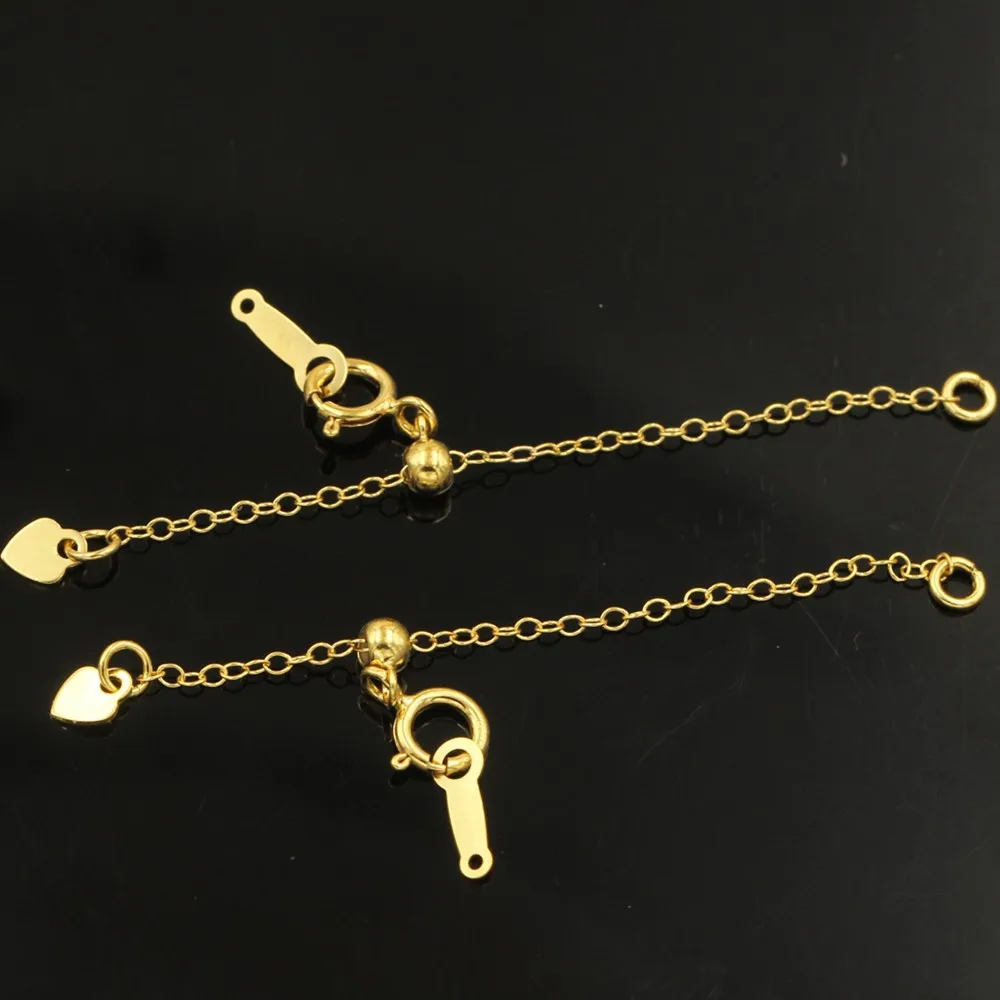 Catena di prolunga per cavo riempito in oro 14 carati con chiusura ad anello a molla Gioielli riempiti in oro con fermaglio Perline in silicone Catena di coda regolabile