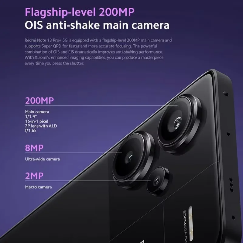 Xiaomi Redmi Note 13 Pro Plus 5G Глобальная версия 256 ГБ/512 ГБ MediaTek Dimensity 7200-Ultra 6,67 дюйма 3D-изогнутый дисплей 1,5 К 120 Гц, 1