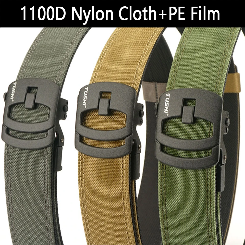 TUSHI New Metal Automatic Secretly carried Hard Tactical Belt For Men Thickened Hanging Gun Holster Belt Military Belt for men