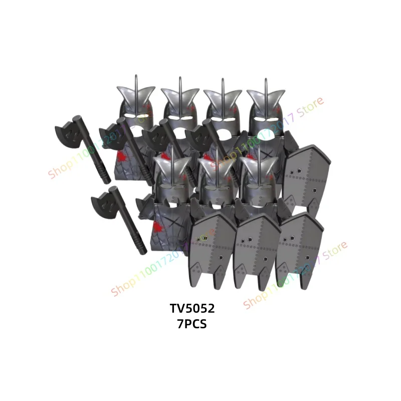 7 قطعة فيلم أنيمي TV6401 TV6402 سلسلة عمل أرقام كتل لعبة Orcs جنود حروب القرون الوسطى قوالب بناء نموذج اللعب هدية