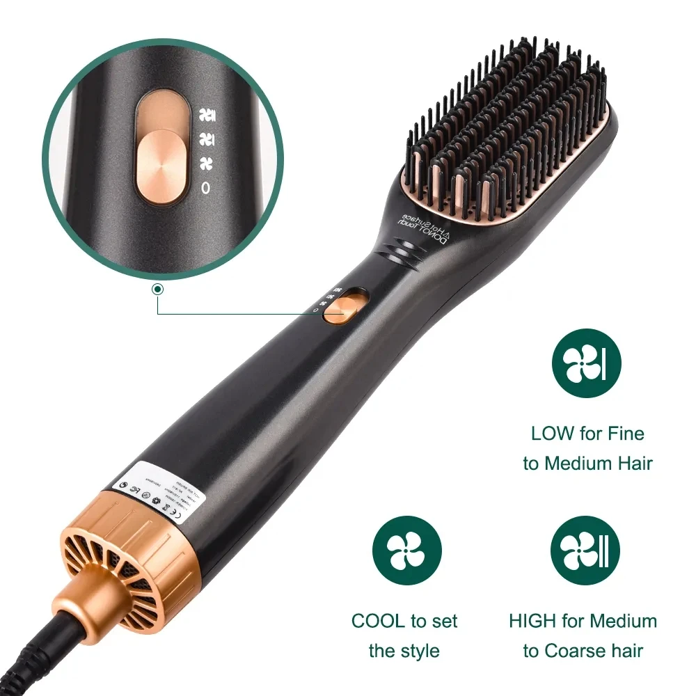 New 4 in 1 One Step Hair Dryer Brush Electric Hot Comb Blower Strong Wind 3 Speeds Straighter and Curler 1000W Hair Styling Toll