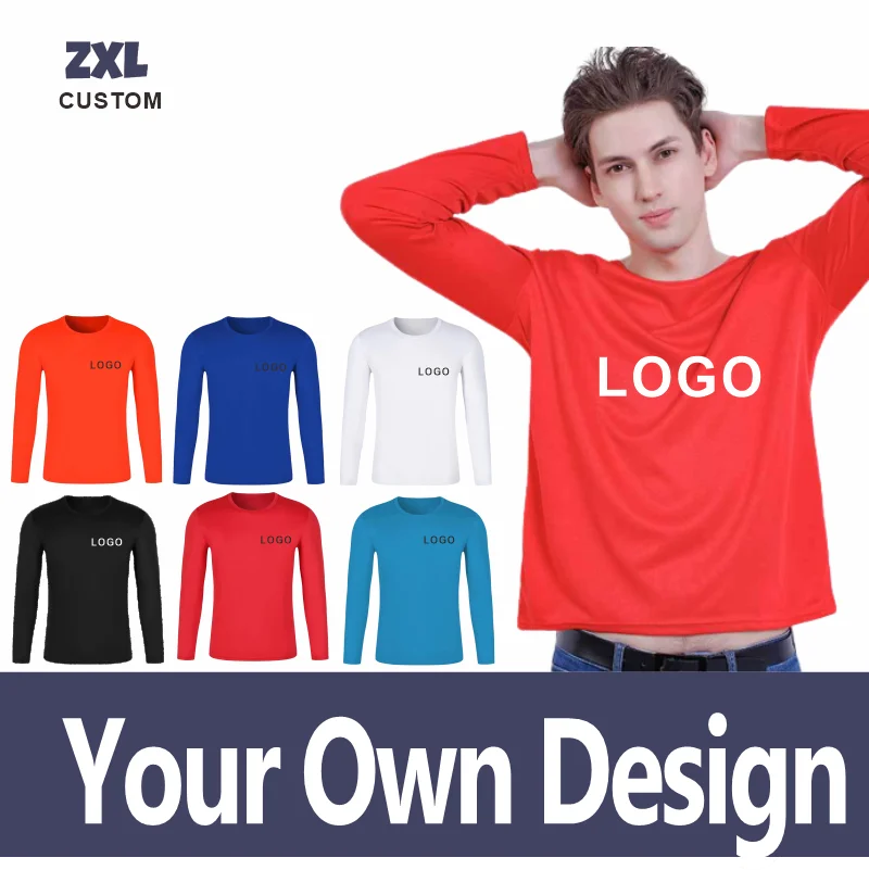 Quick-drying Custom Long Sleeve t shirt Solid Customized Sports t Shirts Personal Company Group Logo Design Customize Clothes