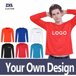 Quick-drying Custom Long Sleeve t shirt Solid Customized Sports t Shirts Personal Company Group Logo Design Customize Clothes