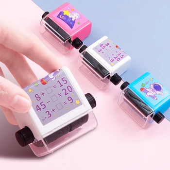 Pieczątka dydaktyczna 2 w 1, wypełnij pustą rolkę, wielokrotnego użytku, pieczątka matematyczna, cyfrowa pieczątka w ciągu 100 ćwiczeń matematycznych
