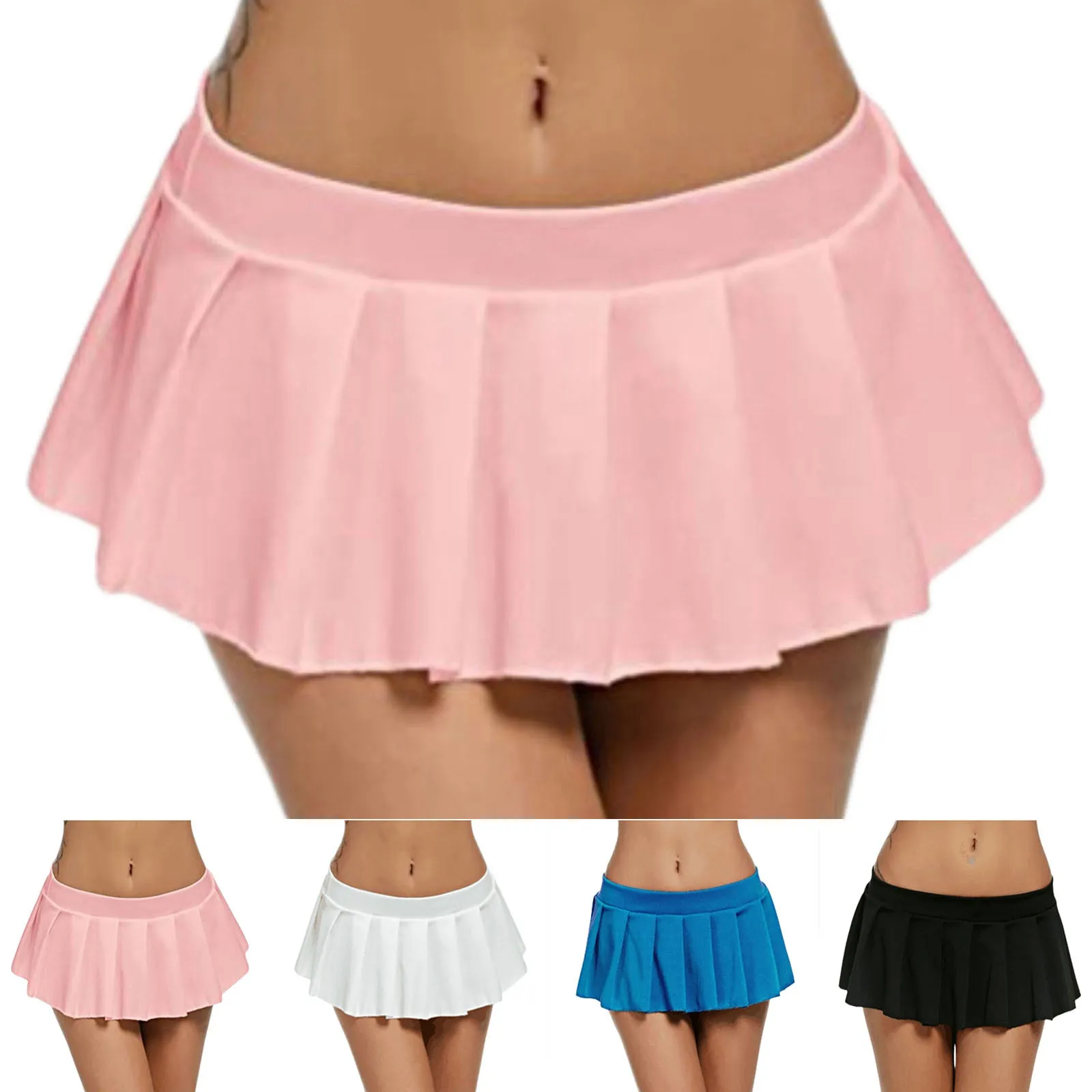 New Women's Pleated Mini Skirt Low Waist Y2K A Line Skirts Summer Solid Faldas Mujer Sexy Club Party Hot Girl Miniskirt 스커트