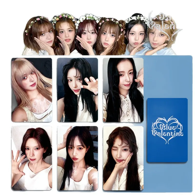 Kpop NMIXX Blue 1st Full Album Valentine Photocards Double Sides Printing Matte Film Card KYUJIN JIWOO Fans Collection Gift